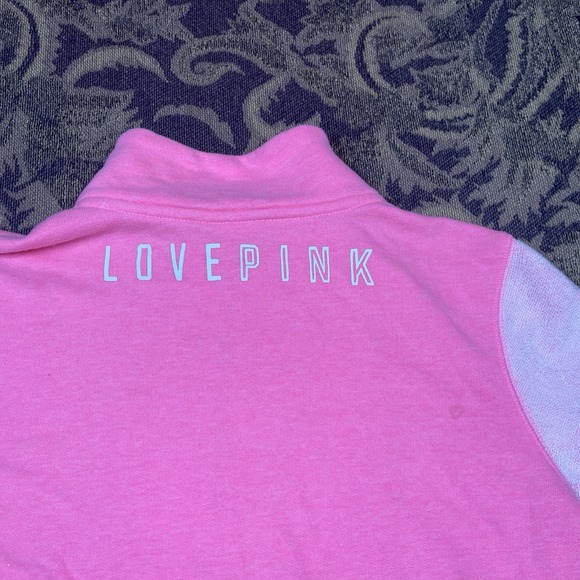 PINK Victorias Secret Light Pink Terrycloth 1/4 Zip Sweater Womens Size Medium - Picture 9 of 9